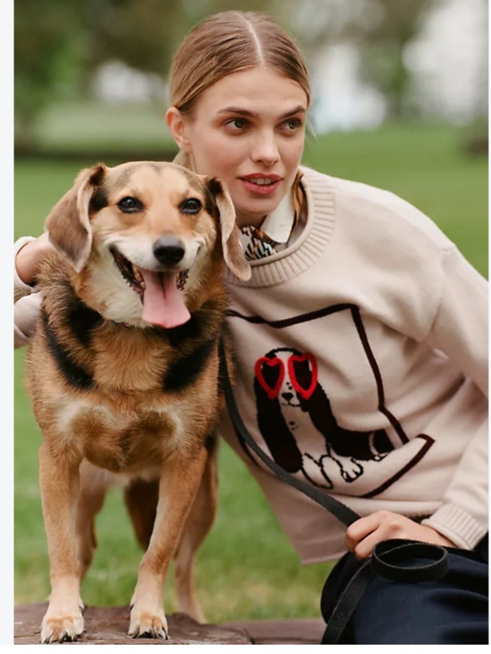 NWT Anthropologie FLAT WHITE Crew-Neck Dog Icon Sweater, S
